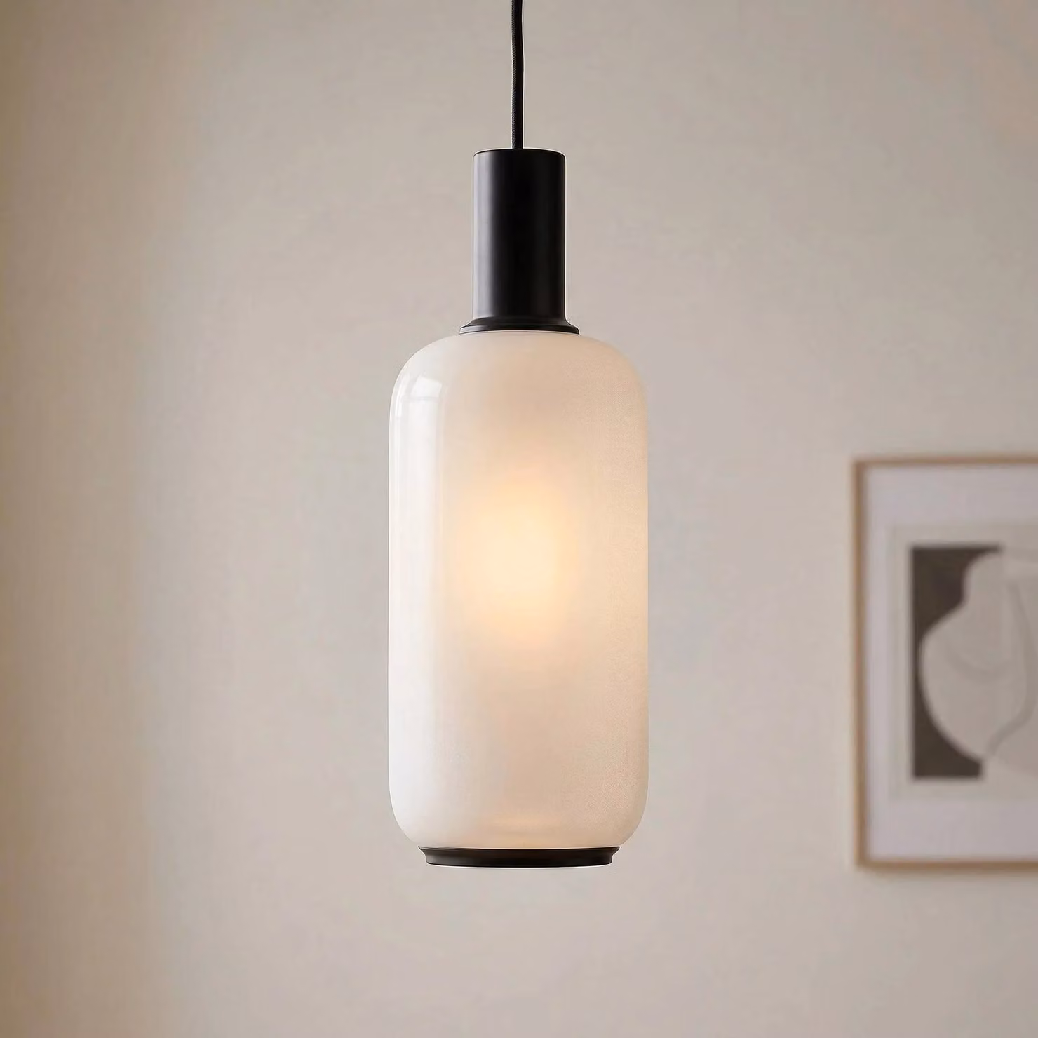 Lampada a sospensione in vetro Milano Argon, dimmerabile, Bianco / Opale, Soggiorno / Sala da pranzo, Vetro, Moderno, Lampada a sospensione
