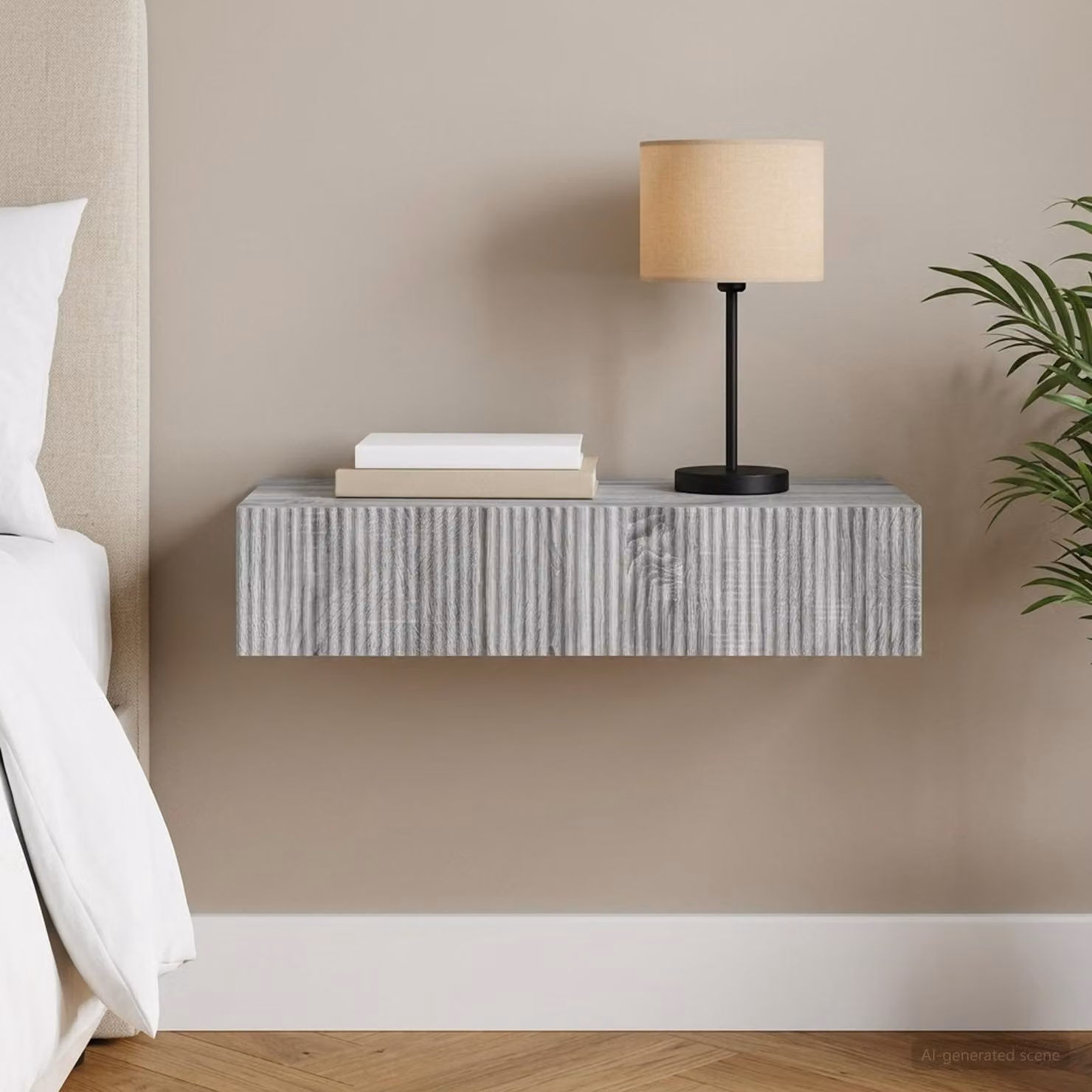 vidaXL Tavolino da Parete Laterale Moderno in MDF Grigio, L 87,5 x P 34,5 x H 17 cm