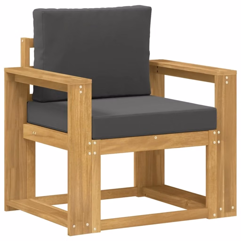 Set di 2 divani da esterno moderni in legno di acacia con cuscini in poliestere bianco e antracite