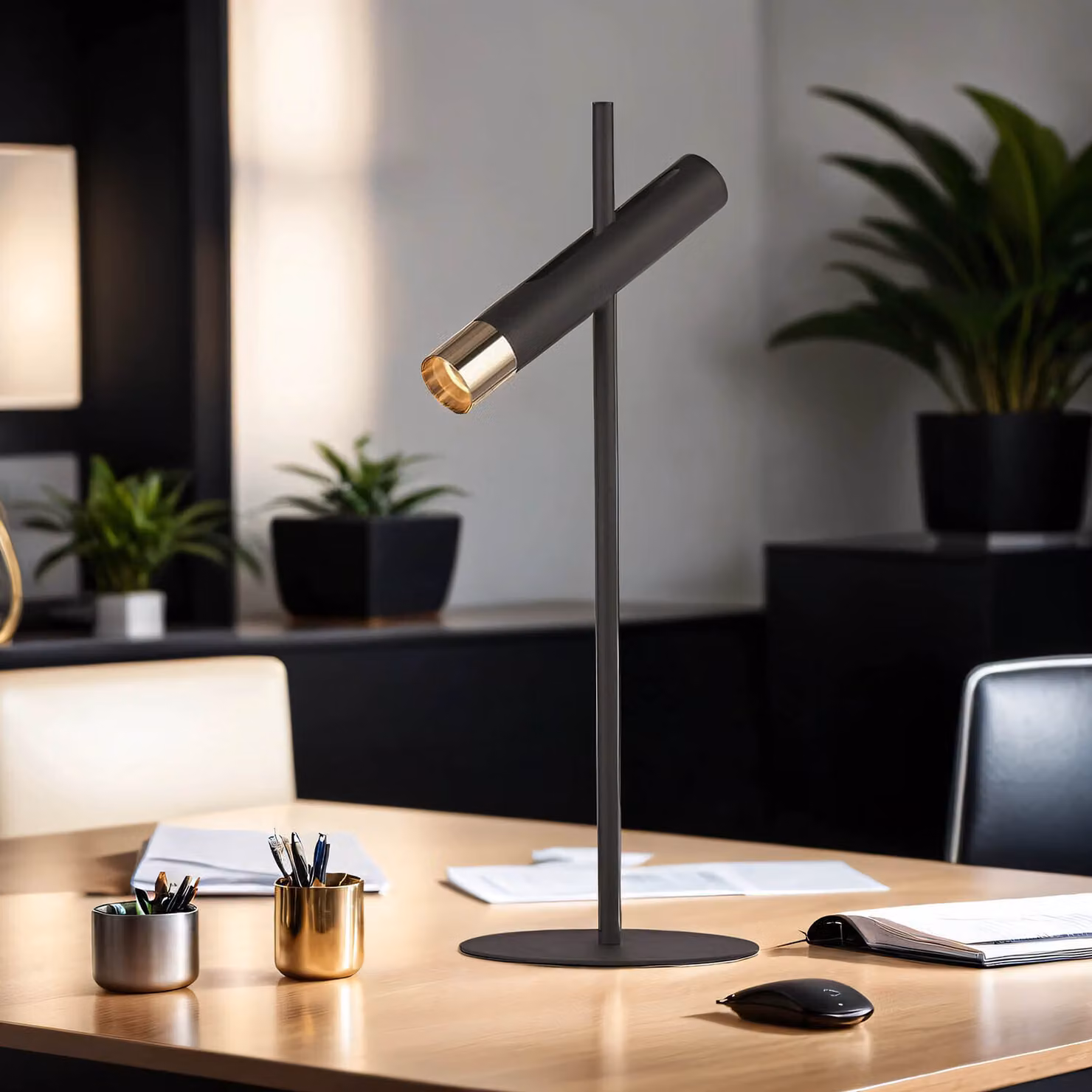 Lampada da tavolo a LED in metallo alta 50,5 cm in nero oro bianco caldo 3000 K 272 lm Lampada da tavolo moderna