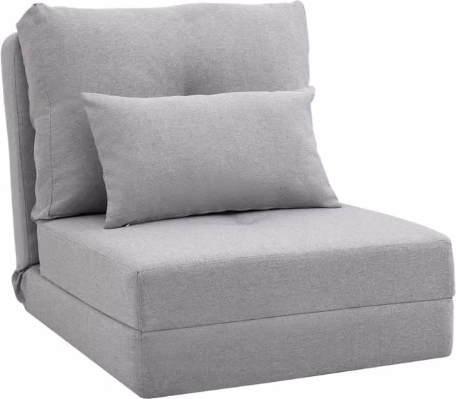 Poltrona Letto 3 in 1 Convertibile in Chaise Longue e Divano da Terra Giordanoshop Grigio con Tessuto Effetto Lino e Struttura in Metallo – 1
