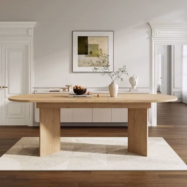 Tavolo da pranzo allungabile 160/200x90 cm, colore quercia, per 6-8 persone, piano spesso con angoli arrotondati, stile semplice