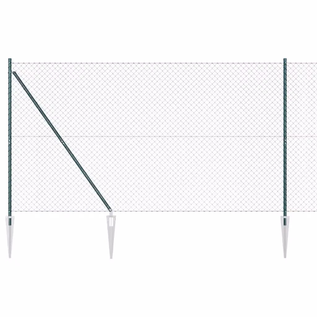 vidaXL Recinzione a maglie in acciaio rivestita in PVC verde con pali per installazione nel terreno, L: 25 m, H: 1,5 m – 2