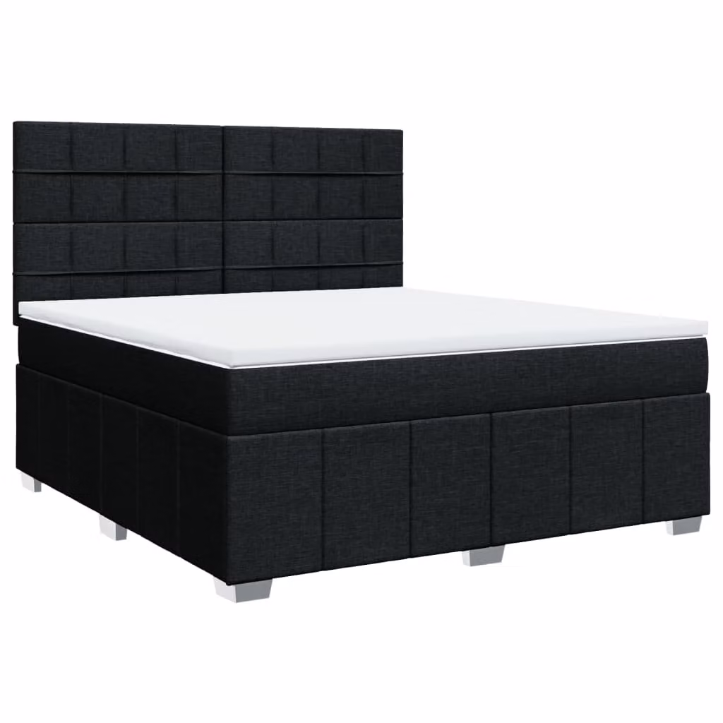Giroletto a Molle con Materasso Nero 180x200 cm in Tessuto