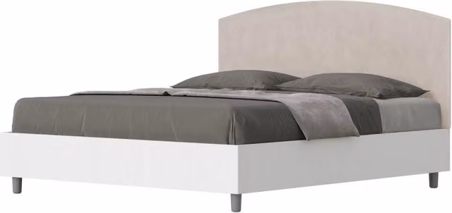 Letto Matrimoniale 160x200 cm struttura bianco frassino testata Antilia - Senza rete,Microfibra,Sabbia