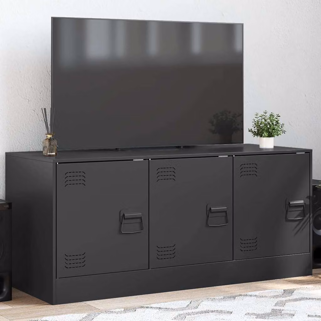 Mobile TV vidaXL in acciaio nero L 99 cm x P 39 cm x H 44 cm