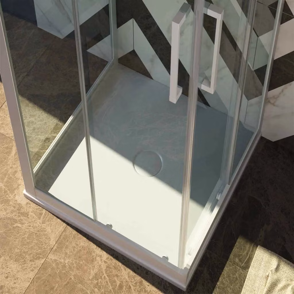 Box Doccia 3 Lati FORTE mod. Lite a Forma di U con Vetro Trasparente e Profilo Bianco, L/P/H: 70 x 100 x 200 cm – 2