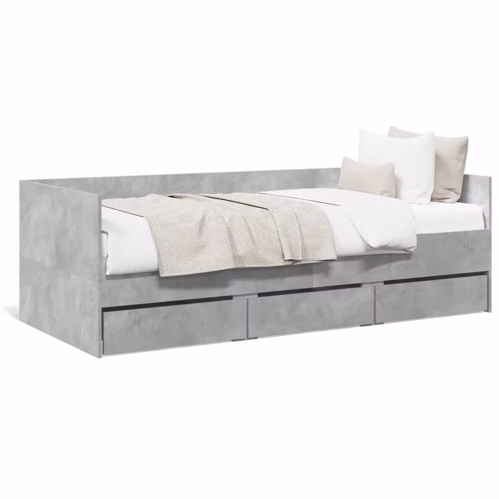 vidaXL Divano Letto Moderno con Cassetti in Tessuto Grigio L/P/H: 203 x 100 x 65 cm – 2