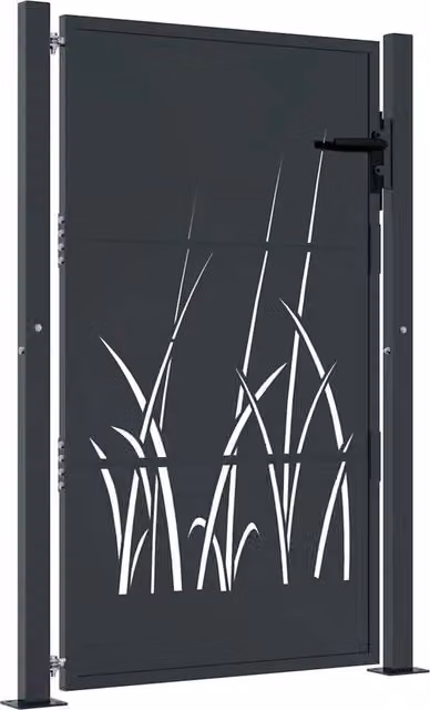 Cancello da giardino-Porta da giardino antracite 105x155 cm in acciaio design erba