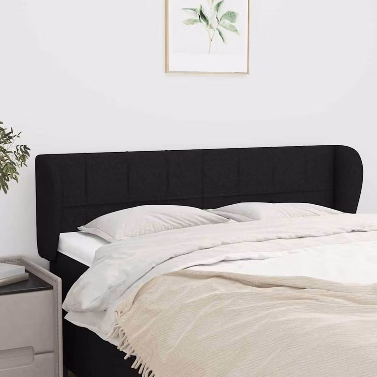 Testiera ad orecchio vidaXL in tessuto nero L: 147 cm, P: 23 cm, H: 78/88 cm