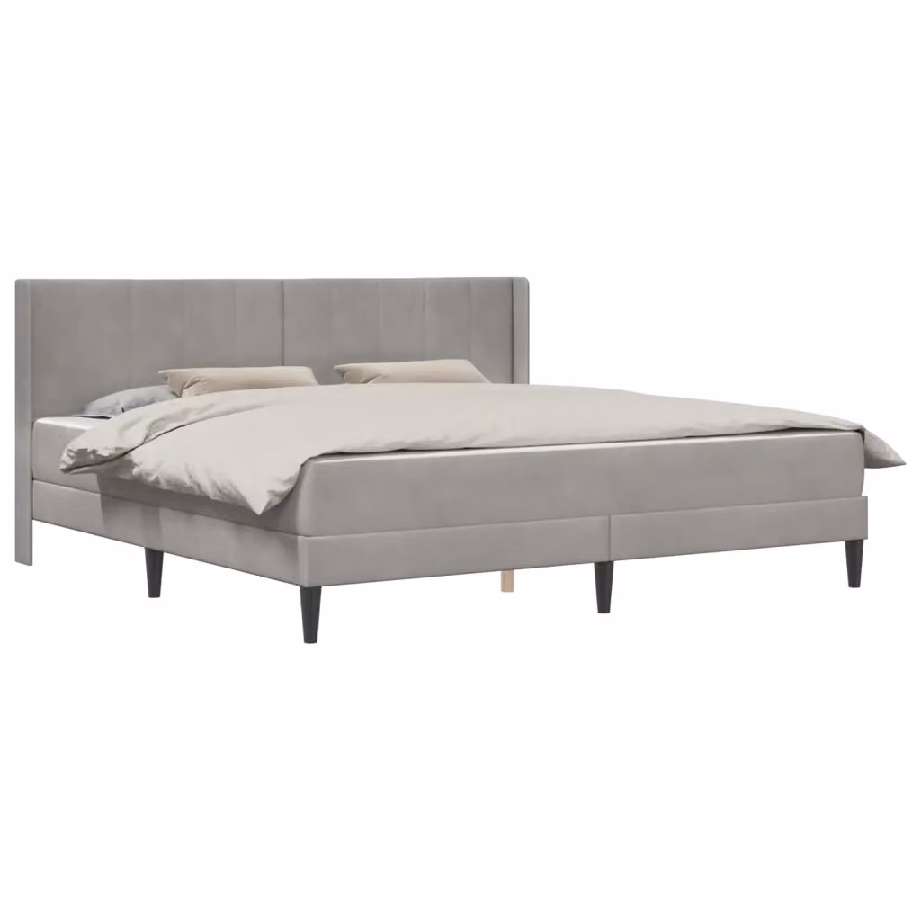 Letto matrimoniale moderno vidaXL con struttura imbottita in velluto grigio, L/P/H: 180 x 200 x 96 cm – 2