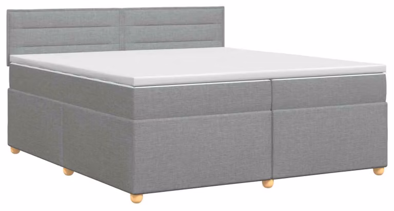 Letto a molle con materasso grigio chiaro 200 x 200 cm in tessuto