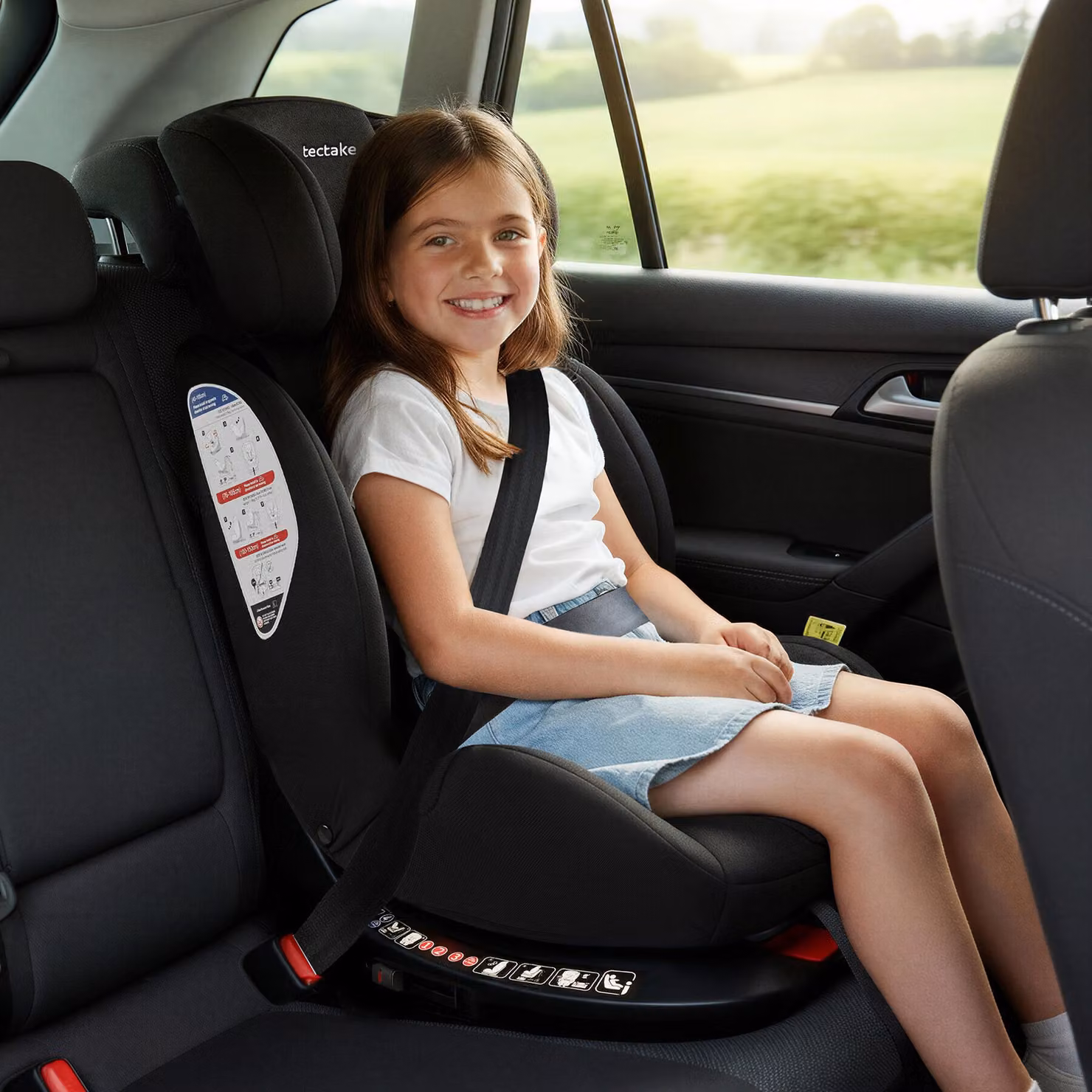 Seggiolino auto girevole tectake con sistema ISOFIX, omologazione i-Size per bambini da 100 a 150 cm, grigio e nero – 2