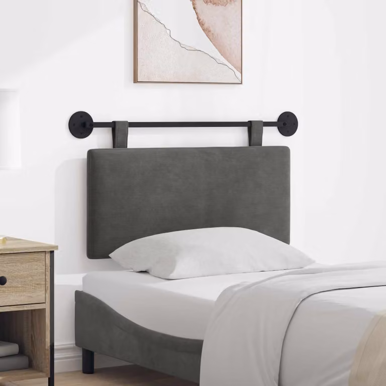 Testiera sospesa moderna vidaXL in tessuto cordato grigio con pannello imbottito