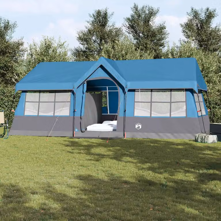 Tenda Familiare vidaXL Moderna in Poliestere e Acciaio, Blu e Grigio, L: 622 cm, P: 295 cm, H: 238 cm