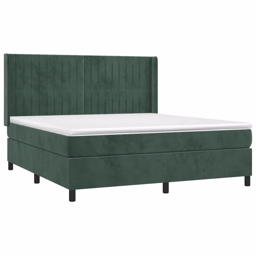 Giroletto a Molle con Materasso Verde Scuro 180x200 cm Velluto