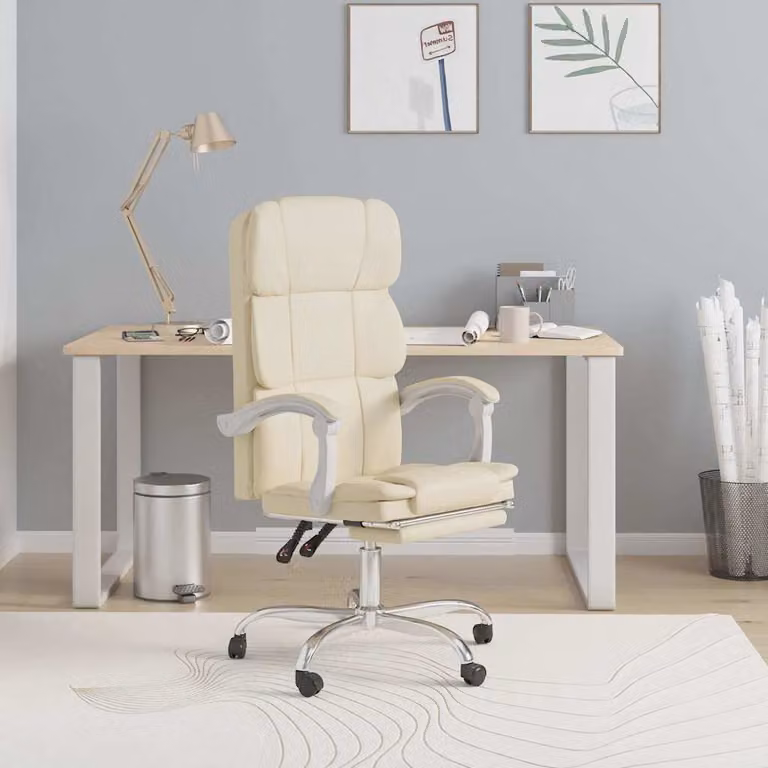 vidaXL Poltrona da Ufficio Executive Reclinabile in Similpelle Beige con Braccioli e Ruote