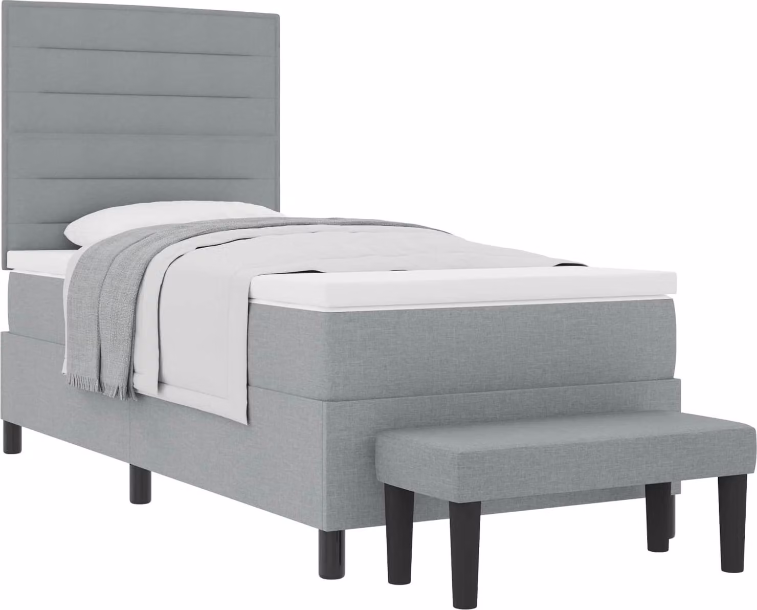 Letto a molle con testiera Grigio chiaro 100 x 200 cm Tessuto