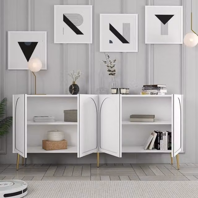 Madia Torno, Credenza 2 Ripiani, 180x35x80h cm Bianco