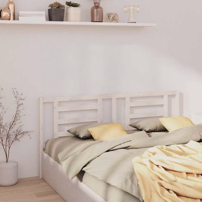 Testiera per letto moderna vidaXL in legno massello di pino laccato bianco L: 186 cm, P: 4 cm, H: 100 cm