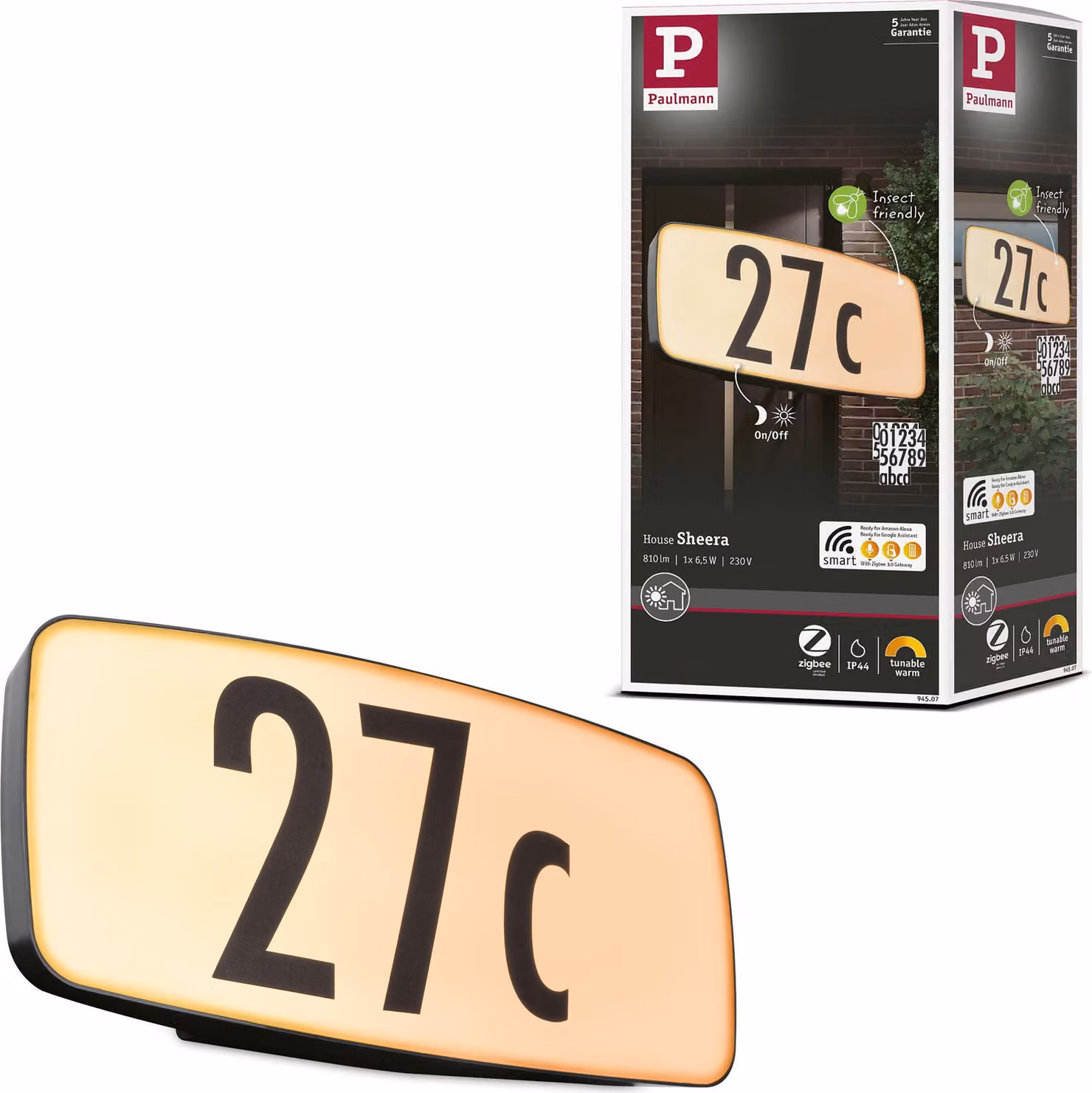 Paulmann Luce a LED per numeri civici Sheera, amica degli insetti