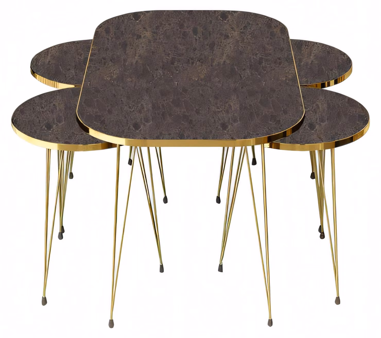 Eleganter brauner Couchtisch mit vier Beistelltischen aus Holz