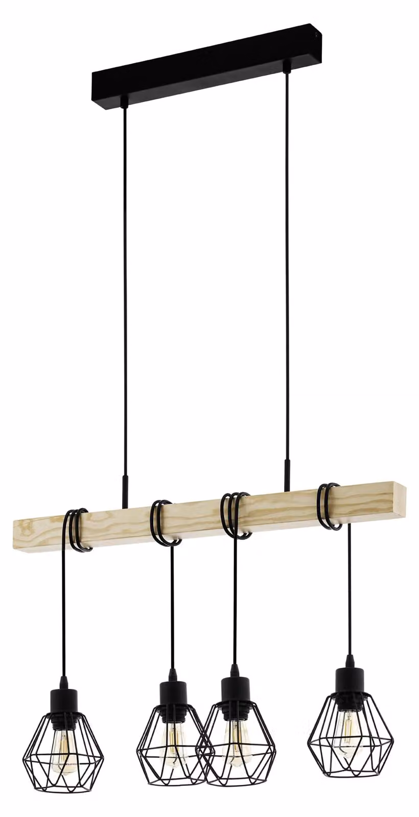 TOWNSHEND 5 Lampada a sospensione - L70 x L20 x A110 cm - nero, marrone - 4X60W (lampadine escluse) - IP20