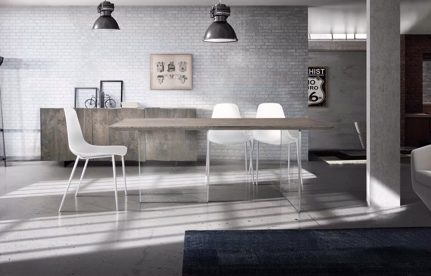 Tavolo fisso in rovere massello nodato Mobili 2G finitura beton grigio L/P/H: 250 x 100 x 75 cm – 1