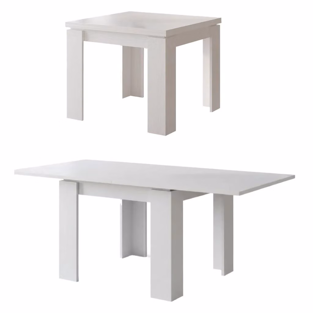 Tavolo allungabile Popoli DMORA bianco con piano in laminato e struttura a quattro gambe L/P/H: 180 x 90 x 78 cm