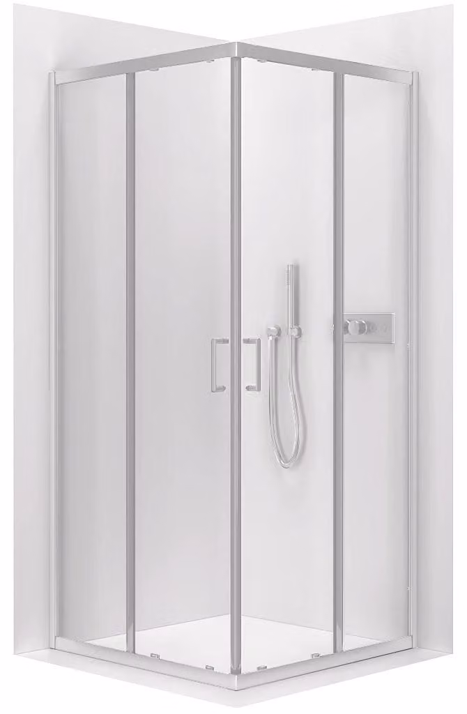 Cabina doccia Fabrizio L/P - 5 mm - cromata, vetro trasparente - 100x100x195 cm - scorrevole