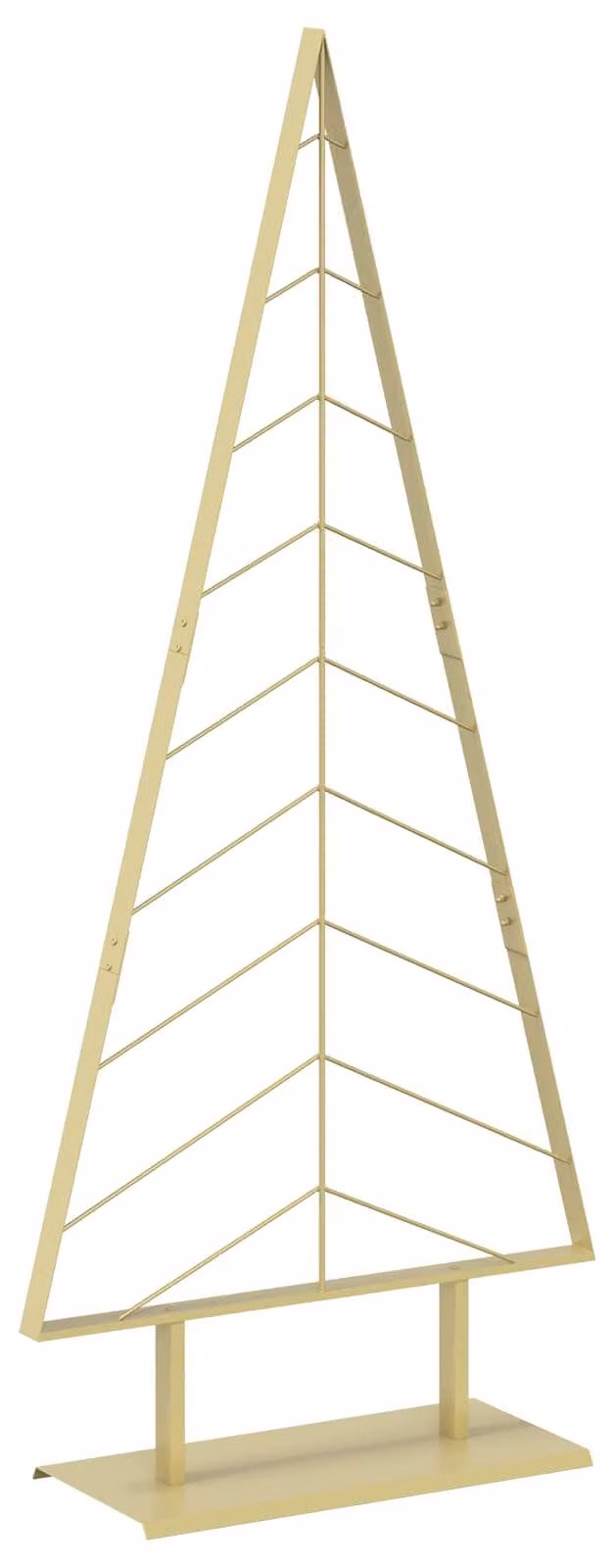 Albero di Natale in metallo con base, modello KUOPIO, 180 cm, acciaio dorato
