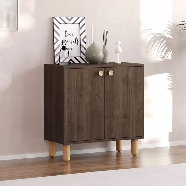 Madia DMORA con un ripiano, finitura rovere marrone opaco, L: 72 cm, P: 36 cm, H: 73 cm