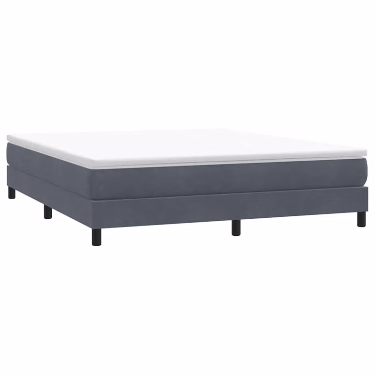 vidaXL Giroletto a Molle in Velluto Grigio con Doghe in Legno L: 183 cm, P: 213 cm
