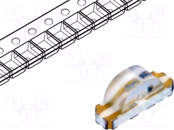 2 LED SMD 130°, modello 1206, dimensioni 3,2x1x1,5 mm, tensione 2÷2,4/3,5÷3,8/3,5÷3,8 V, codice prodotto LTST-S310F2KT, diodi LED
