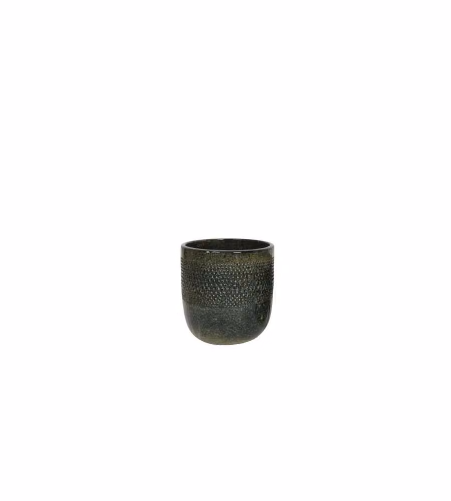 Vaso Collin per Piante Cilindrico Nero 48x50 cm in Terracotta Smaltata