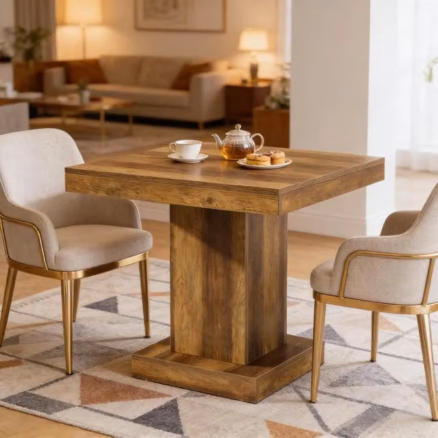 Tavolo da pranzo quadrato in MDF marrone per 1–4 persone con superficie resistente 31.5 × 31.5 × 29.5 Zoll