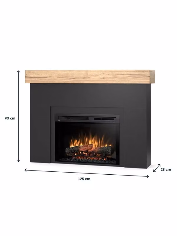 Caminetto Elettrico da Pavimento Outinfire AVEN con LED 26 pollici Nero e Rovere Chiaro – 2