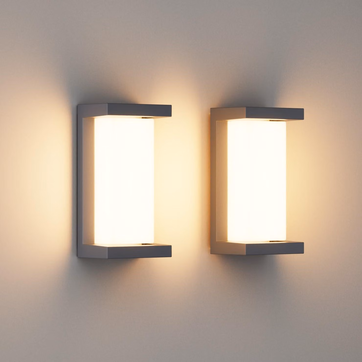 Lampada da parete esterna a LED, set da 2, 24 W, 3000 K, grado di protezione IP65, alluminio, colore antracite