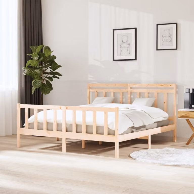 The Living Store Letto in legno massiccio 160x200 cm