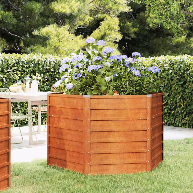Letto rialzato da giardino vidaXL in acciaio Corten color marrone L: 129 cm, P: 129 cm, H: 77 cm