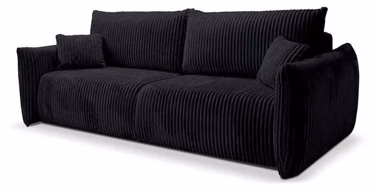 Divano a tre posti con funzione letto, modello Alloro, in velluto color antracite