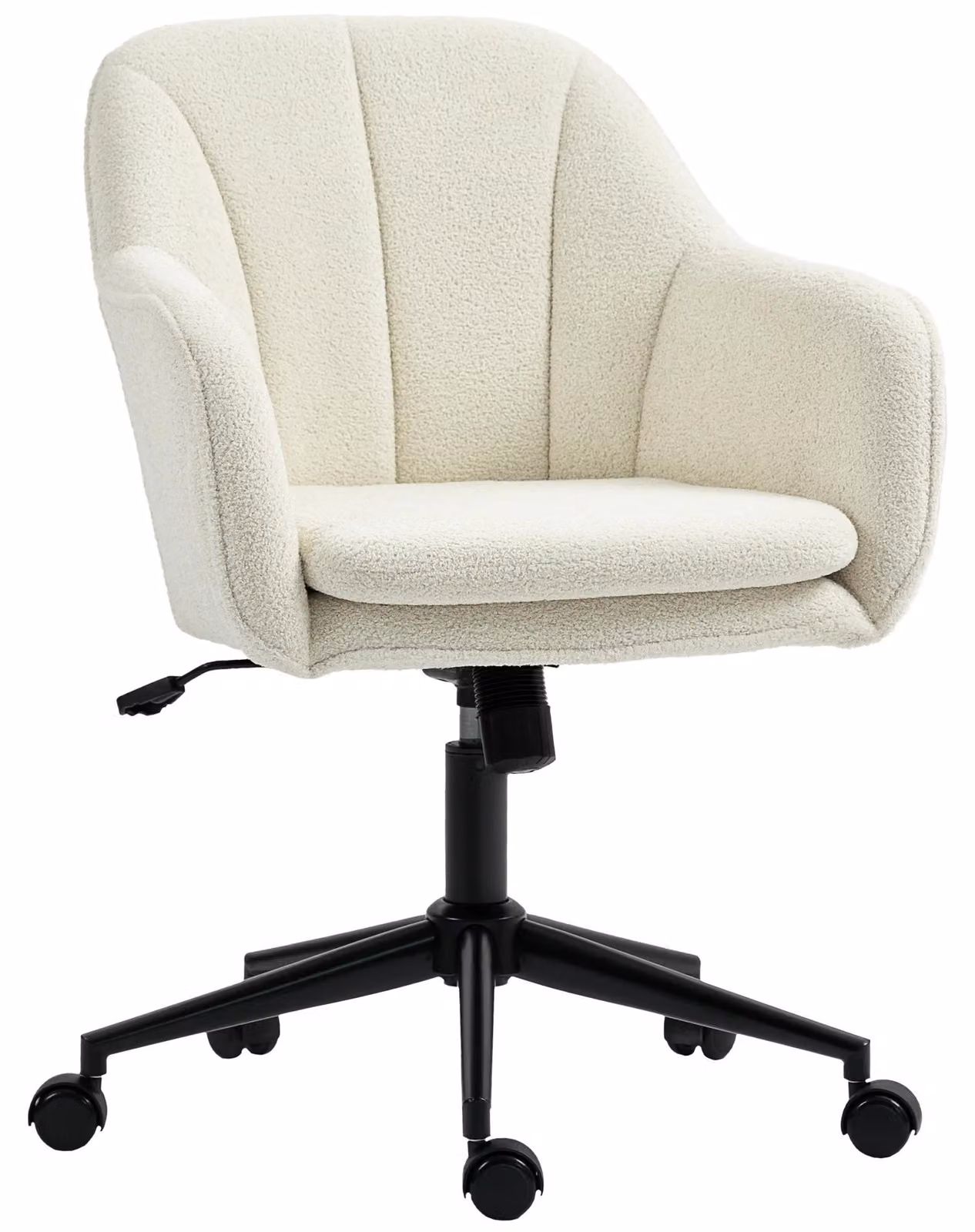 Sedia da scrivania - Sedia da ufficio - Rivestimento effetto peluche - Regolabile in altezza - Girevole - Funzione basculante - Schienale curvo - Portata massima: 120 kg - Beige