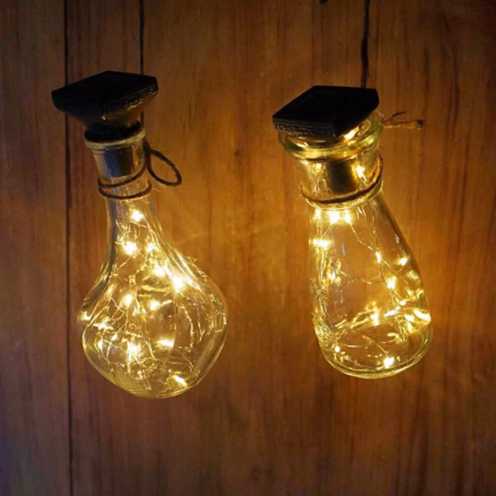 Catena luminosa solare con 20 LED, lunghezza 2 metri, ideale per bottiglie di vino e vetro