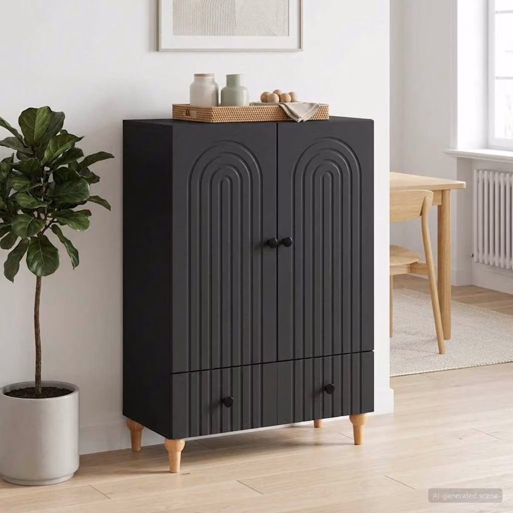 Credenza moderna vidaXL in legno ingegnerizzato nero L: 66 cm, P: 34,5 cm, H: 95 cm