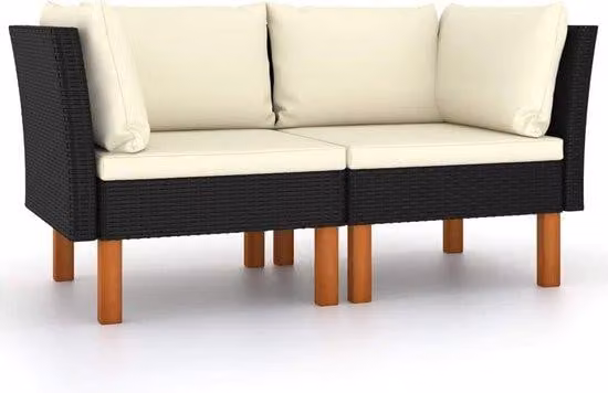 Panca angolare a due posti in polyrattan e legno di eucalipto