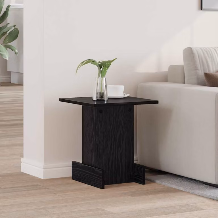 Tavolino moderno vidaXL in legno nero e rovere, L/P/H: 35,5 x 35 x 40 cm