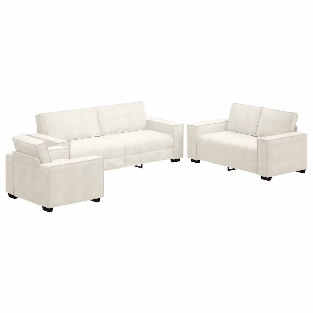 Set di divani 3 pezzi vidaXL in velluto beige con cuscini coordinati per soggiorno – 2