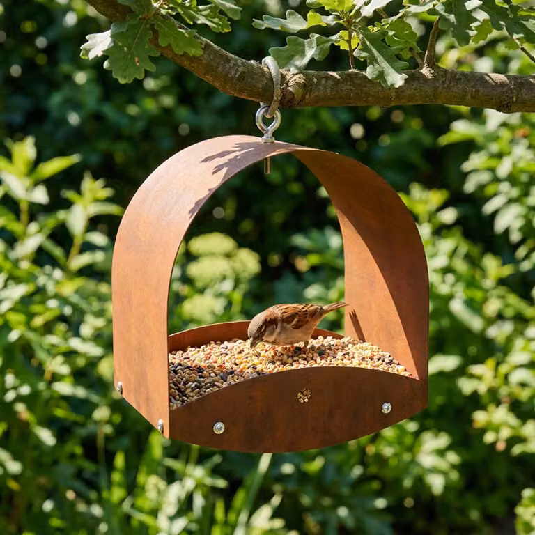 vidaXL Mangiatoia per uccelli sospesa Acciaio Corten Ruggine