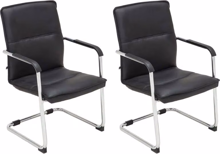 set di 2 sedie per visitatori - Sedie per riunioni - Comfort ergonomico e design elegante | Colore: nero
