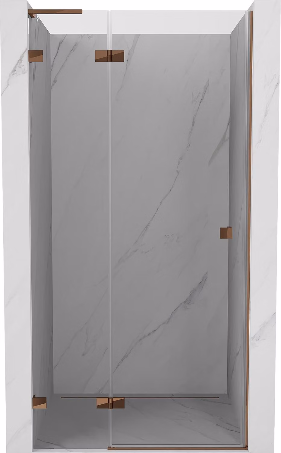 Mexen Lunar L porta doccia a battente sinistra 85 cm, trasparente, oro rosa - 834L-085-000-60-00-L